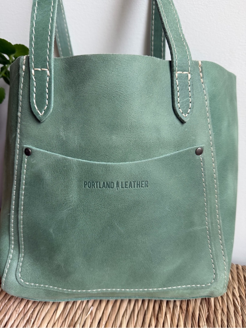 Portland Leather Goods Juliette Sage Green Leather Tote - Picture 2 of 9